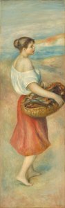 魚の籠を持つ少女、1889年 作： Pierre Auguste Renoir